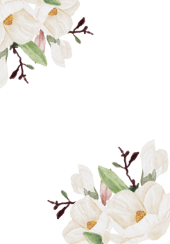 watercolor hand drawn white magnolia flower and green leaf branch bouquet wedding invitation card template collection png