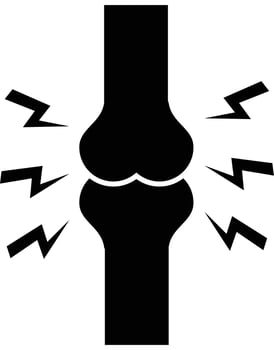 bone pain glyph icon on a white background. body and painful sign. joint ache symbol. vector