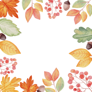 watercolor autumn fall leaves wreath frame square banner background png