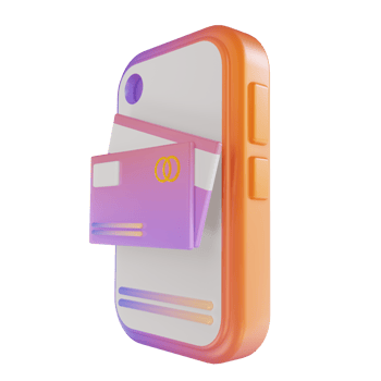 3D illustration colorful mobile credit card png
