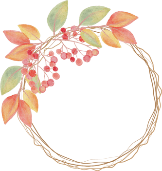 watercolor autumn leaves on dry twig wreath frame png
