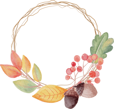 watercolor autumn leaves on dry twig wreath frame png