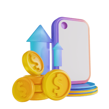 3D illustration colorful mobile top up money png