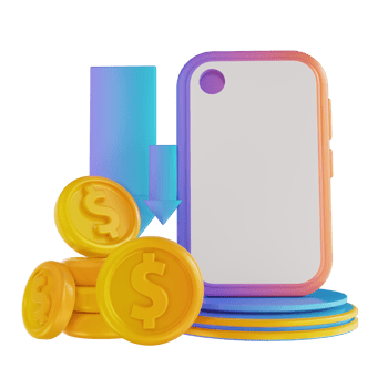 3D illustration colorful mobile money withdrawal png