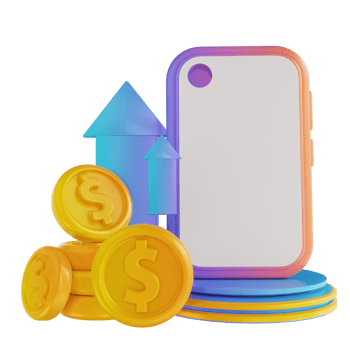3D illustration colorful mobile top up money png