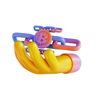 3D illustration colorful holding bitcoin link png