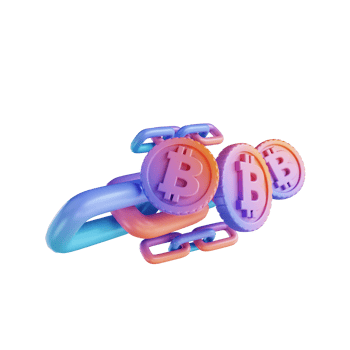 3D illustration colorful bitcoin link png