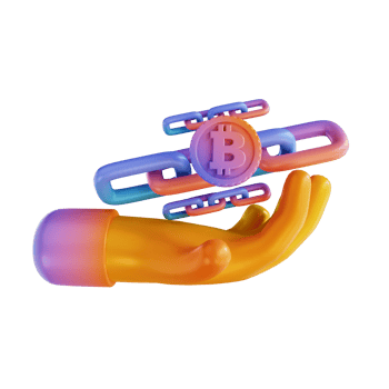 3D illustration colorful holding bitcoin link png