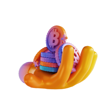 3D illustration colorful holding bitcoin png