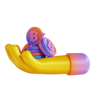 3D illustration colorful holding bitcoin png