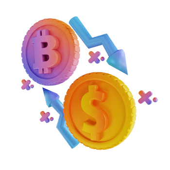 3D illustration colorful bitcoin exchange png