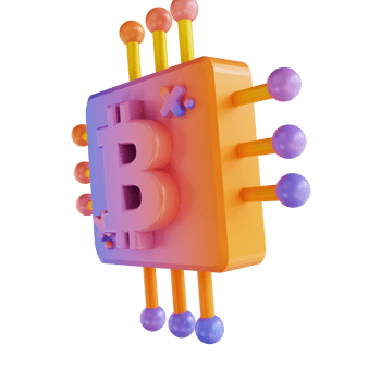 3D illustration colorful bitcoin cpu png