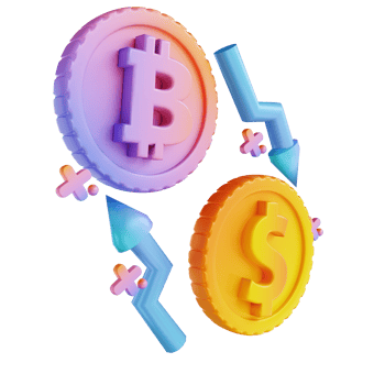 3D illustration colorful bitcoin exchange png