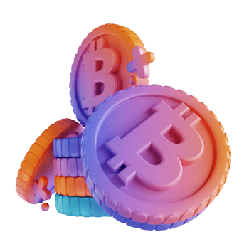 3D illustration colorful bitcoin stack png