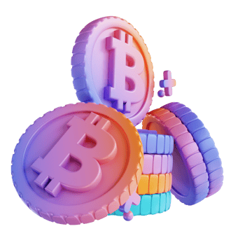 3D illustration colorful bitcoin stack png
