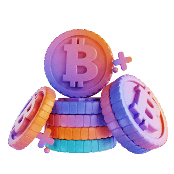 3D illustration colorful bitcoin stack png