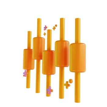 3D illustration colorful bitcoin candle stick png
