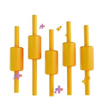 3D illustration colorful bitcoin candle stick png