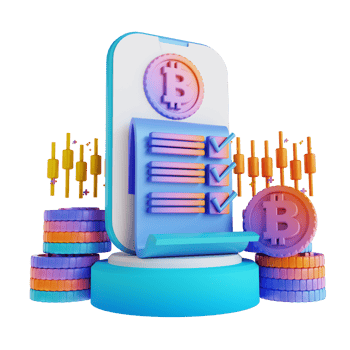 3D illustration podium bitcoin trading agreement png