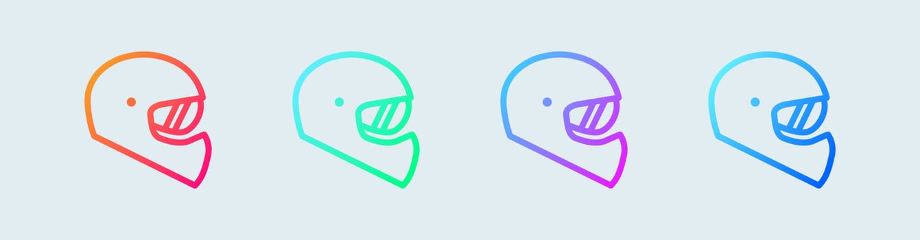 Helmet line icon in gradient colors. Automotive signs vector illustration.