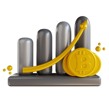 3D illustration  bitcoin chart rising png
