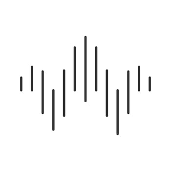 Dj sound wave glyph icon. Silhouette symbol. Soundtrack playing abstract form. Song, melody, music track soundwave. Audio geometric waveform. Negative space. Vector isolated illustration