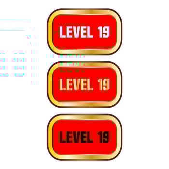 Level 19 sign in red color isolated on white background vector