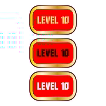 Level 10 sign in red color isolated on white background vector