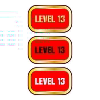 Level 13 sign in red color isolated on white background vector