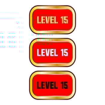Level 15 sign in red color isolated on white background vector