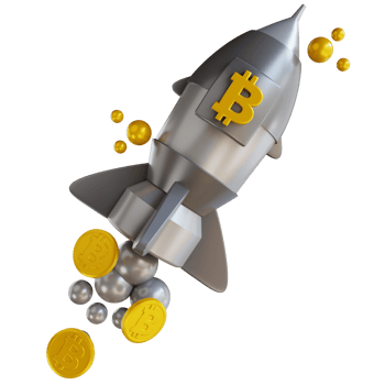 3D illustration start up rocket bitcoin png