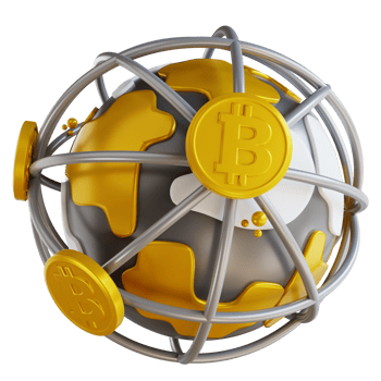 3D illustration global bitcoin png