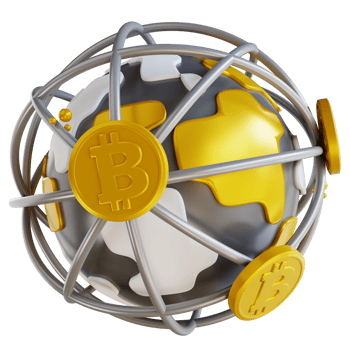 3D illustration global bitcoin png