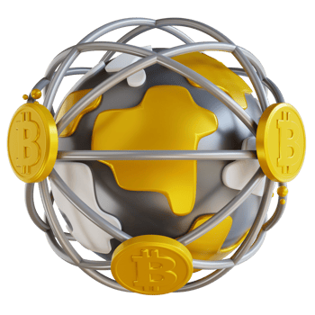 3D illustration global bitcoin png