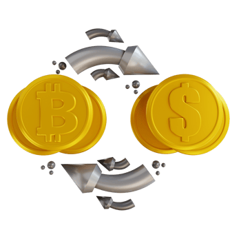 3D illustration bitcoin exchange png