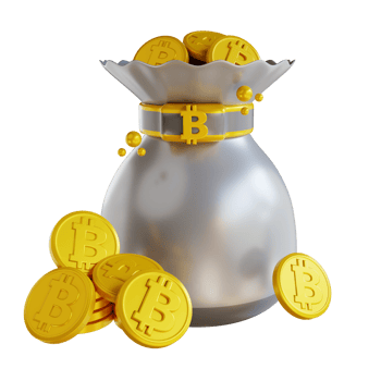 3D illustration  bitcoin pouch png