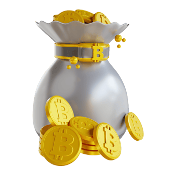 3D illustration  bitcoin pouch png