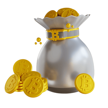3D illustration  bitcoin pouch png