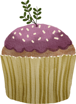 Hand drawn watercolor cupcake png