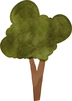 Watercolor cute tree png