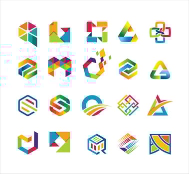Set Of Abstract Geometric design square circle hexagon and triangle Collection Sign Symbol Icon Vector Illustration