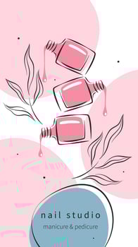 Design layout nail studio for social media posts and stories, mobile apps. Nail polish. Vector illustrations