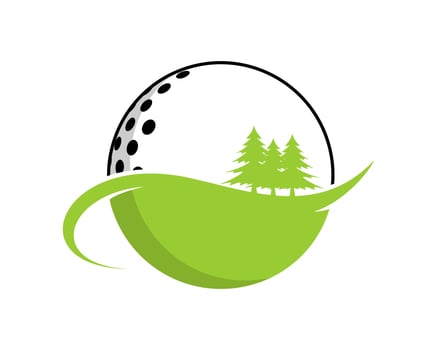 Green golf field with golf ball vector