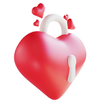 3D illustration love lock suitable for valentine's day png