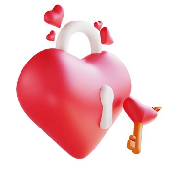 3D illustration love lock suitable for valentine's day png