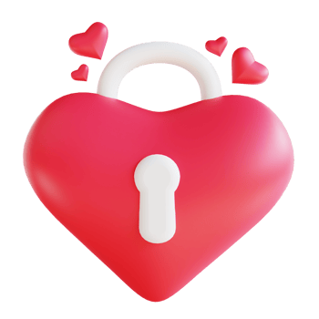 3D illustration love lock suitable for valentine's day png