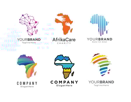 Set of africa map logo template modern tech vector