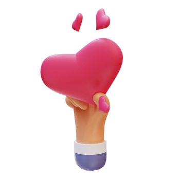 3D illustration love and hands suitable for valentine's day png