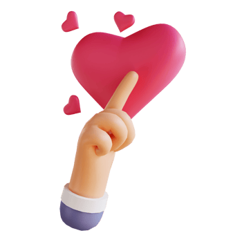 3D illustration love and hands suitable for valentine's day png