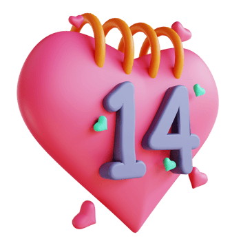 3D illustration love calendar suitable for valentine's day png